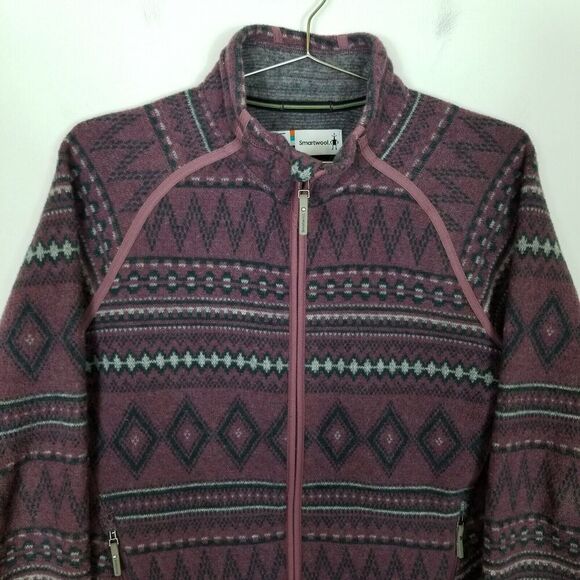 Smartwool Women Hudson Trail Fleece Anorak Jacket Sz M Purple Zip Up Wool  Blend - Picture 2 of 6